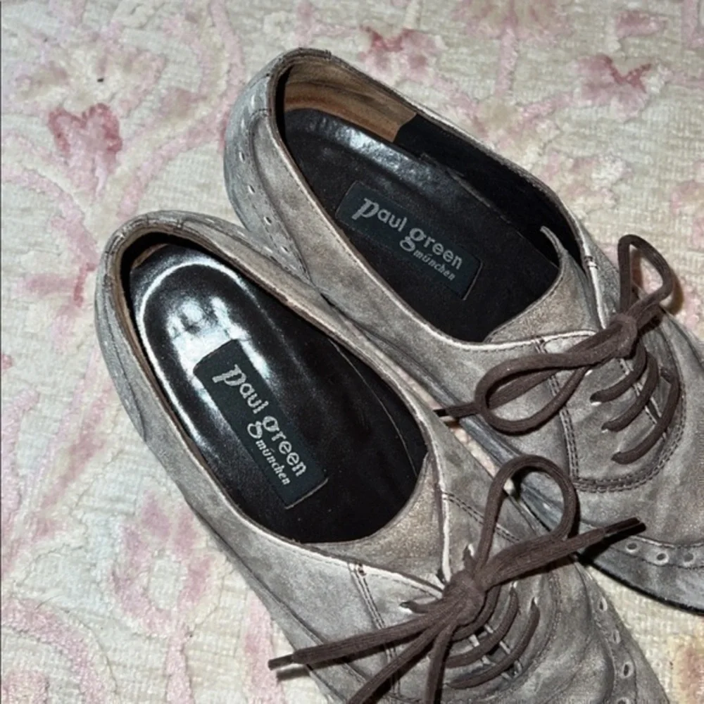 Paul Green Kelsey Gray Suede Oxford Wing Tip Lace Up‎ Booties